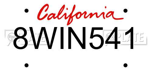 8WIN541 California License Plate