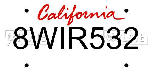 8WIR532 California License Plate