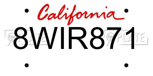 8WIR871 California License Plate