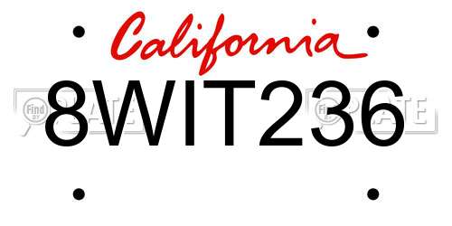 8WIT236 California License Plate