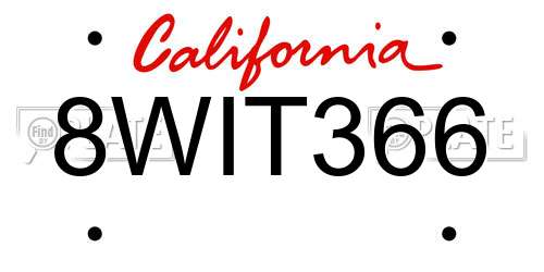 8WIT366 California License Plate