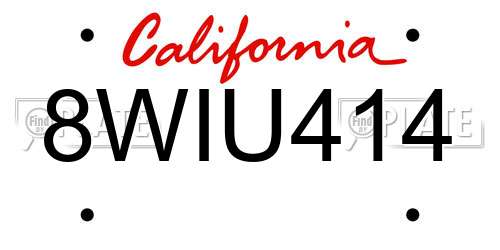8WIU414 California License Plate