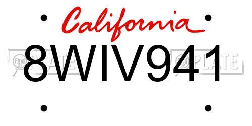 8WIV941 California License Plate