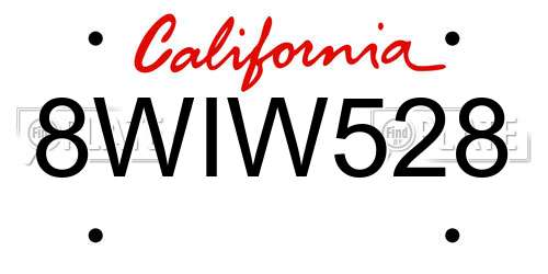 8WIW528 California License Plate