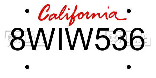 8WIW536 California License Plate