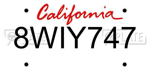 8WIY747 California License Plate