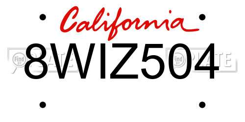 8WIZ504 California License Plate