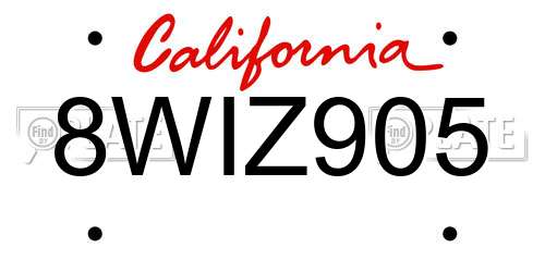 8WIZ905 California License Plate