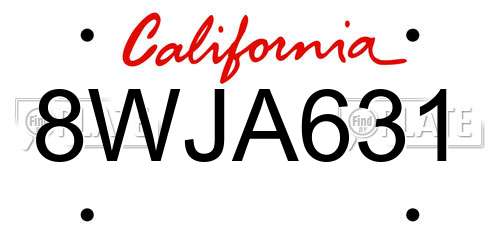 8WJA631 California License Plate
