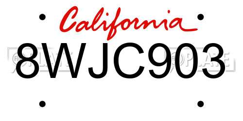 8WJC903 California License Plate