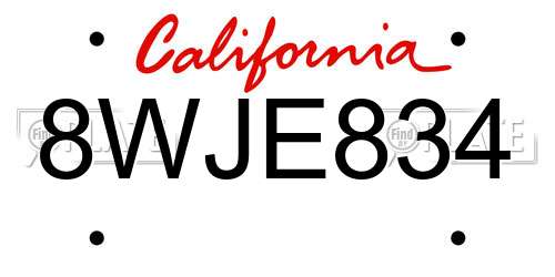 8WJE834 California License Plate
