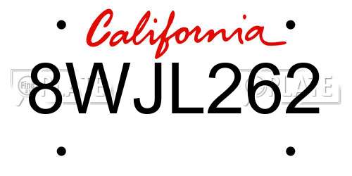 8WJL262 California License Plate