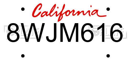 8WJM616 California License Plate