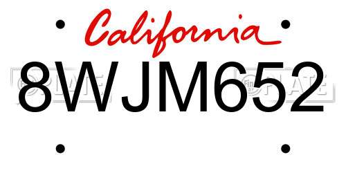 8WJM652 California License Plate