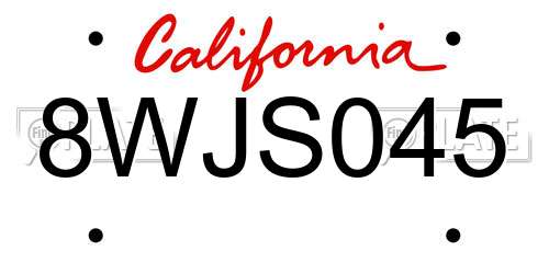 8WJS045 California License Plate