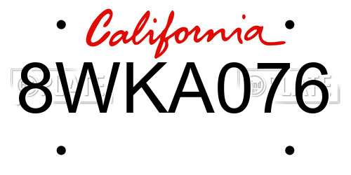 8WKA076 California License Plate