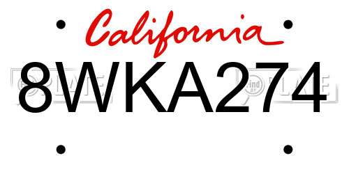 8WKA274 California License Plate