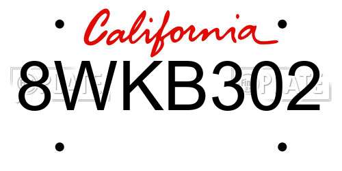 8WKB302 California License Plate