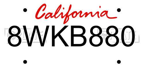 8WKB880 California License Plate