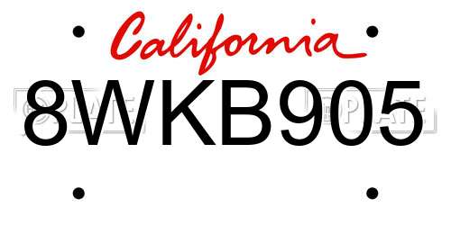 8WKB905 California License Plate