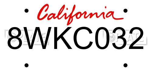8WKC032 California License Plate