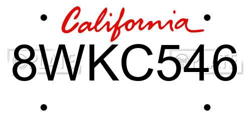 8WKC546 California License Plate