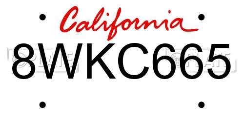 8WKC665 California License Plate
