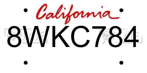 8WKC784 California License Plate