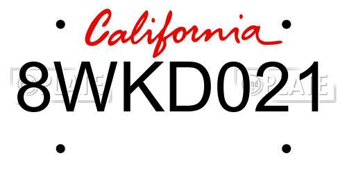 8WKD021 California License Plate