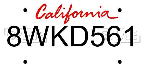 8WKD561 California License Plate
