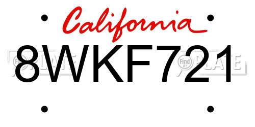 8WKF721 California License Plate