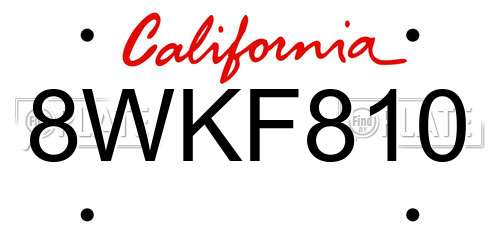 8WKF810 California License Plate