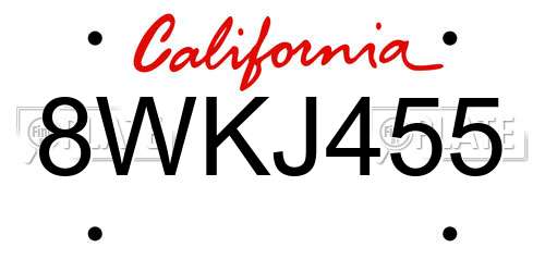 8WKJ455 California License Plate