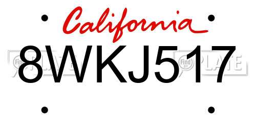 8WKJ517 California License Plate
