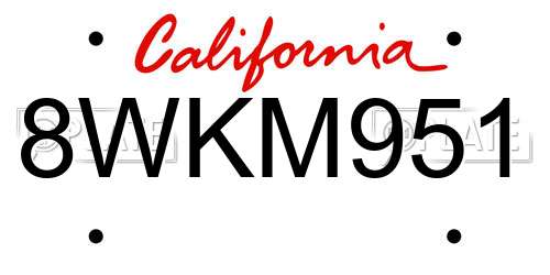 8WKM951 California License Plate