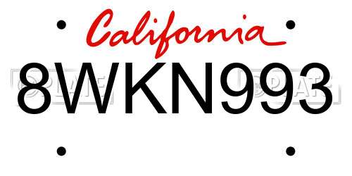 8WKN993 California License Plate