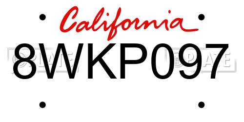 8WKP097 California License Plate