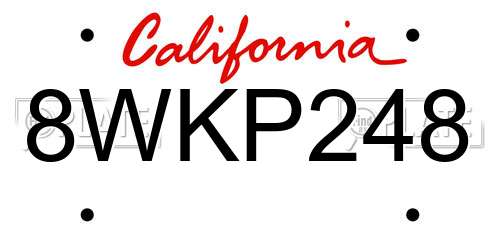 8WKP248 California License Plate