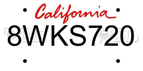 8WKS720 California License Plate
