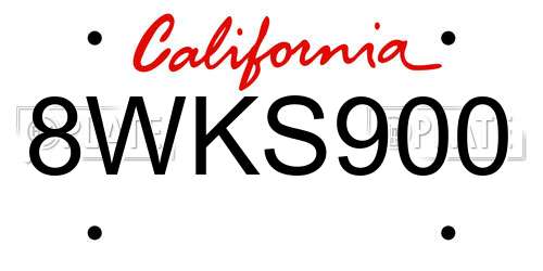 8WKS900 California License Plate