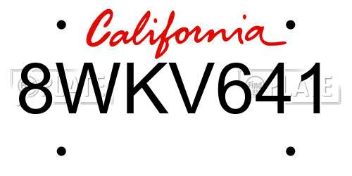 8WKV641 California License Plate