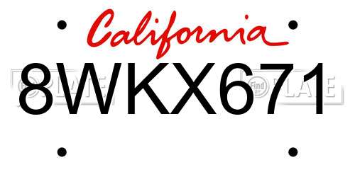 8WKX671 California License Plate
