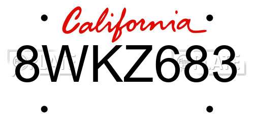 8WKZ683 California License Plate