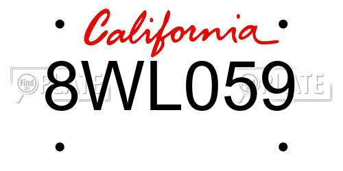8WL059 California License Plate