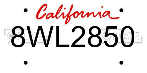 8WL2850 California License Plate