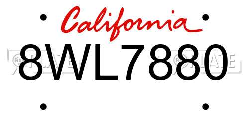8WL7880 California License Plate