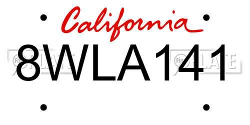 8WLA141 California License Plate