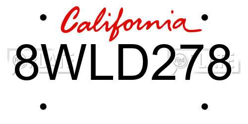 8WLD278 California License Plate