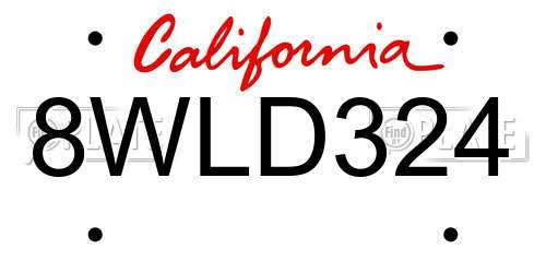8WLD324 California License Plate