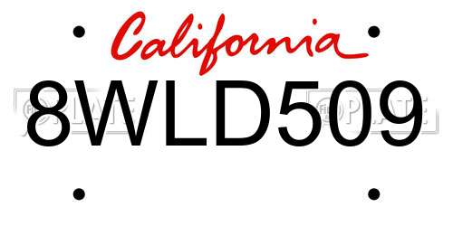 8WLD509 California License Plate